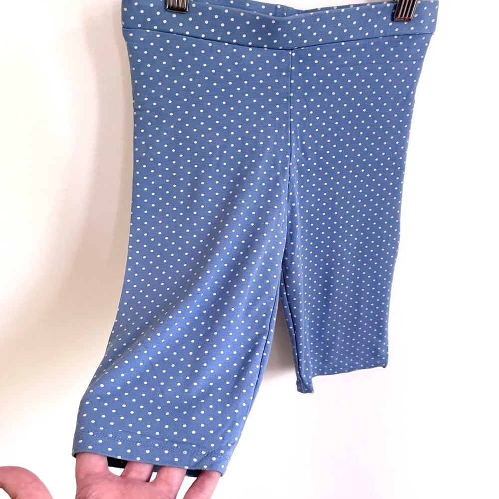 3/$20💥Super Soft Cropped Leggings / Bike Shorts, Ocean Blue & White Polka Dots